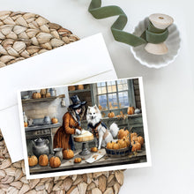Load image into Gallery viewer, American Eskimo Fall Kitchen Pumpkins Greeting Cards -  Blank Note Cards – 8-Pack of Artist-Designed Cards with Envelopes