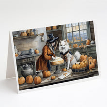 Load image into Gallery viewer, American Eskimo Fall Kitchen Pumpkins Greeting Cards -  Blank Note Cards – 8-Pack of Artist-Designed Cards with Envelopes