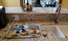 Load image into Gallery viewer, Pit Bull Terrier Fall Kitchen Pumpkins Dish Drying Mat