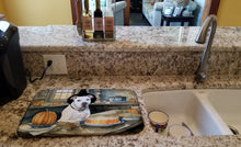 Load image into Gallery viewer, Pit Bull Terrier Fall Kitchen Pumpkins Dish Drying Mat