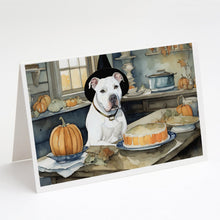 Load image into Gallery viewer, Pit Bull Terrier Fall Kitchen Pumpkins Greeting Cards -  Blank Note Cards – 8-Pack of Artist-Designed Cards with Envelopes