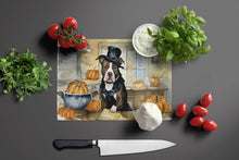 Load image into Gallery viewer, Pit Bull Terrier Fall Kitchen Pumpkins Glass Cutting Boards – Durable, Decorative Kitchen Art Large