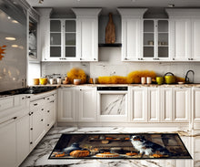 Load image into Gallery viewer, Australian Shepherd Fall Kitchen Pumpkins Runner Mat 28x58