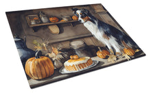 Load image into Gallery viewer, Australian Shepherd Fall Kitchen Pumpkins Glass Cutting Boards – Durable, Decorative Kitchen Art Large