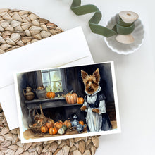 Load image into Gallery viewer, Australian Terrier Fall Kitchen Pumpkins Greeting Cards -  Blank Note Cards – 8-Pack of Artist-Designed Cards with Envelopes