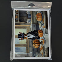 Load image into Gallery viewer, Basenji Fall Kitchen Pumpkins Greeting Cards -  Blank Note Cards – 8-Pack of Artist-Designed Cards with Envelopes