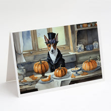 Load image into Gallery viewer, Basenji Fall Kitchen Pumpkins Greeting Cards -  Blank Note Cards – 8-Pack of Artist-Designed Cards with Envelopes