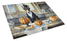 Load image into Gallery viewer, Basenji Fall Kitchen Pumpkins Glass Cutting Boards – Durable, Decorative Kitchen Art Large