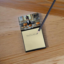 Load image into Gallery viewer, Basenji Fall Kitchen Pumpkins Sticky Note Holder- Refiilable Desk Accessory Note Pad