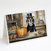 Load image into Gallery viewer, Beagle Fall Kitchen Pumpkins Greeting Cards -  Blank Note Cards – 8-Pack of Artist-Designed Cards with Envelopes