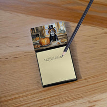 Load image into Gallery viewer, Beagle Fall Kitchen Pumpkins Sticky Note Holder- Refiilable Desk Accessory Note Pad