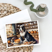 Load image into Gallery viewer, Bearded Collie Fall Kitchen Pumpkins Greeting Cards -  Blank Note Cards – 8-Pack of Artist-Designed Cards with Envelopes