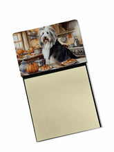 Load image into Gallery viewer, Bearded Collie Fall Kitchen Pumpkins Sticky Note Holder- Refiilable Desk Accessory Note Pad