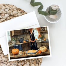 Load image into Gallery viewer, Belgian Malinois Fall Kitchen Pumpkins Greeting Cards -  Blank Note Cards – 8-Pack of Artist-Designed Cards with Envelopes