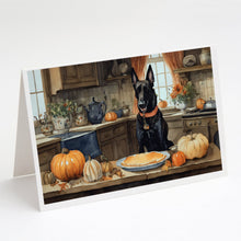 Load image into Gallery viewer, Belgian Malinois Fall Kitchen Pumpkins Greeting Cards -  Blank Note Cards – 8-Pack of Artist-Designed Cards with Envelopes