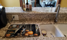 Load image into Gallery viewer, Belgian Tervuren Fall Kitchen Pumpkins Dish Drying Mat