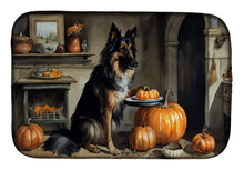 Load image into Gallery viewer, Belgian Tervuren Fall Kitchen Pumpkins Dish Drying Mat