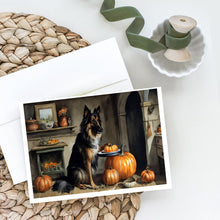 Load image into Gallery viewer, Belgian Tervuren Fall Kitchen Pumpkins Greeting Cards -  Blank Note Cards – 8-Pack of Artist-Designed Cards with Envelopes
