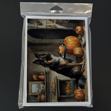 Load image into Gallery viewer, Belgian Tervuren Fall Kitchen Pumpkins Greeting Cards -  Blank Note Cards – 8-Pack of Artist-Designed Cards with Envelopes