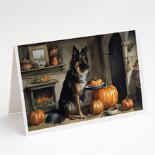 Load image into Gallery viewer, Belgian Tervuren Fall Kitchen Pumpkins Greeting Cards -  Blank Note Cards – 8-Pack of Artist-Designed Cards with Envelopes