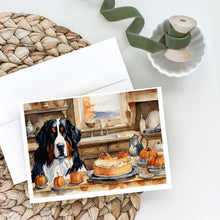 Load image into Gallery viewer, Bernese Mountain Dog Fall Kitchen Pumpkins Greeting Cards -  Blank Note Cards – 8-Pack of Artist-Designed Cards with Envelopes