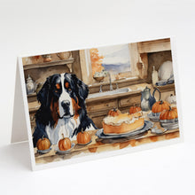 Load image into Gallery viewer, Bernese Mountain Dog Fall Kitchen Pumpkins Greeting Cards -  Blank Note Cards – 8-Pack of Artist-Designed Cards with Envelopes