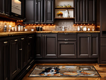 Load image into Gallery viewer, Bernese Mountain Dog Fall Kitchen Pumpkins Runner Mat 28x58