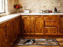 Load image into Gallery viewer, Bernese Mountain Dog Fall Kitchen Pumpkins Runner Mat 28x58