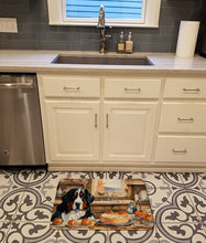 Load image into Gallery viewer, Bernese Mountain Dog Fall Kitchen Pumpkins Memory Foam Kitchen Mat