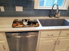 Load image into Gallery viewer, Bernese Mountain Dog Fall Kitchen Pumpkins Dish Drying Mat