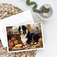 Load image into Gallery viewer, Bernese Mountain Dog Fall Kitchen Pumpkins Greeting Cards -  Blank Note Cards – 8-Pack of Artist-Designed Cards with Envelopes