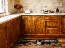 Load image into Gallery viewer, Bernese Mountain Dog Fall Kitchen Pumpkins Runner Mat 28x58