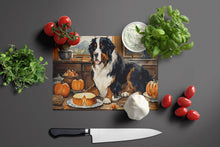 Load image into Gallery viewer, Bernese Mountain Dog Fall Kitchen Pumpkins Glass Cutting Boards – Durable, Decorative Kitchen Art Large
