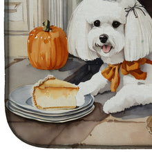 Load image into Gallery viewer, Bichon Frise Fall Kitchen Pumpkins Dish Drying Mat