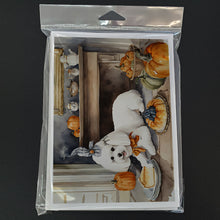Load image into Gallery viewer, Bichon Frise Fall Kitchen Pumpkins Greeting Cards -  Blank Note Cards – 8-Pack of Artist-Designed Cards with Envelopes