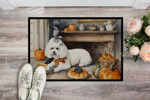 Load image into Gallery viewer, Bichon Frise Fall Kitchen Pumpkins Doormat -  18x27 Decorative Floor Mat – Indoor/Outdoor Rug