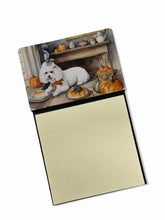 Load image into Gallery viewer, Bichon Frise Fall Kitchen Pumpkins Sticky Note Holder- Refiilable Desk Accessory Note Pad