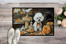 Load image into Gallery viewer, Bichon Frise Fall Kitchen Pumpkins Doormat -  18x27 Decorative Floor Mat – Indoor/Outdoor Rug