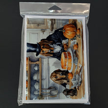 Load image into Gallery viewer, Bloodhound Fall Kitchen Pumpkins Greeting Cards -  Blank Note Cards – 8-Pack of Artist-Designed Cards with Envelopes