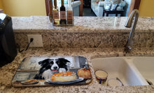 Load image into Gallery viewer, Border Collie Fall Kitchen Pumpkins Dish Drying Mat
