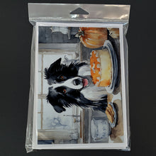 Load image into Gallery viewer, Border Collie Fall Kitchen Pumpkins Greeting Cards -  Blank Note Cards – 8-Pack of Artist-Designed Cards with Envelopes