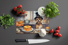 Load image into Gallery viewer, Border Terrier Fall Kitchen Pumpkins Glass Cutting Boards – Durable, Decorative Kitchen Art Large