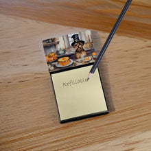 Load image into Gallery viewer, Border Terrier Fall Kitchen Pumpkins Sticky Note Holder- Refiilable Desk Accessory Note Pad