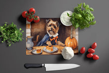 Load image into Gallery viewer, Border Terrier Fall Kitchen Pumpkins Glass Cutting Boards – Durable, Decorative Kitchen Art Large