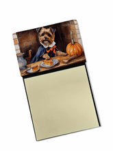 Load image into Gallery viewer, Border Terrier Fall Kitchen Pumpkins Sticky Note Holder- Refiilable Desk Accessory Note Pad