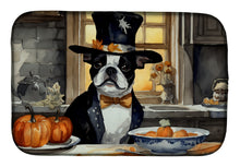 Load image into Gallery viewer, Boston Terrier Fall Kitchen Pumpkins Dish Drying Mat