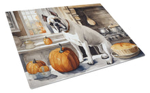 Load image into Gallery viewer, Boxer Fall Kitchen Pumpkins Glass Cutting Boards – Durable, Decorative Kitchen Art Large