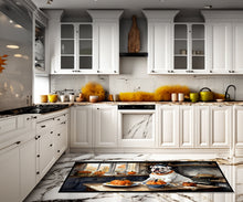 Load image into Gallery viewer, English Bulldog Fall Kitchen Pumpkins Runner Mat 28x58