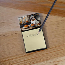 Load image into Gallery viewer, English Bulldog Fall Kitchen Pumpkins Sticky Note Holder- Refiilable Desk Accessory Note Pad