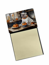 Load image into Gallery viewer, English Bulldog Fall Kitchen Pumpkins Sticky Note Holder- Refiilable Desk Accessory Note Pad